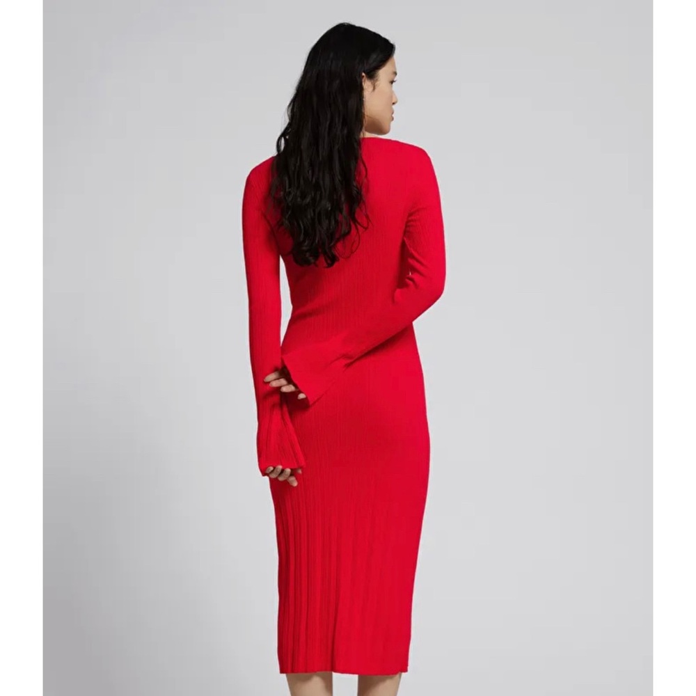 Fitted Ribbed Slit Front Dress